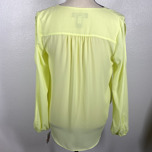 Inc International Concepts Yellow Neon Split Sleeve Blouse - Picture 9 of 11